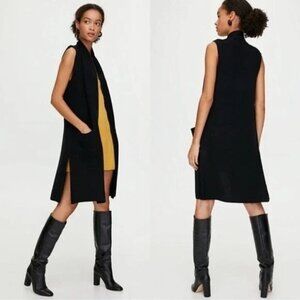 Aritzia Wilfred Olivie Sleeveless Long Black Cardigan Duster Size XXS